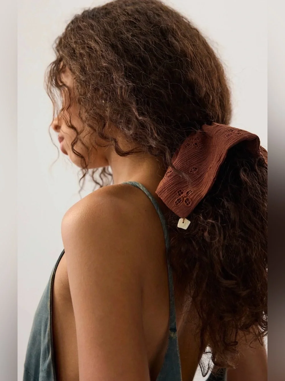 Free People Atalia Square Scrunchie. NWT. Brown